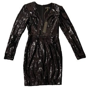 NWT Dress the Population Black Sequin Minidress Small